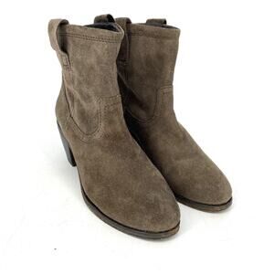 ASH Western Style Ankle Booties Suede Gray Womens Size 39